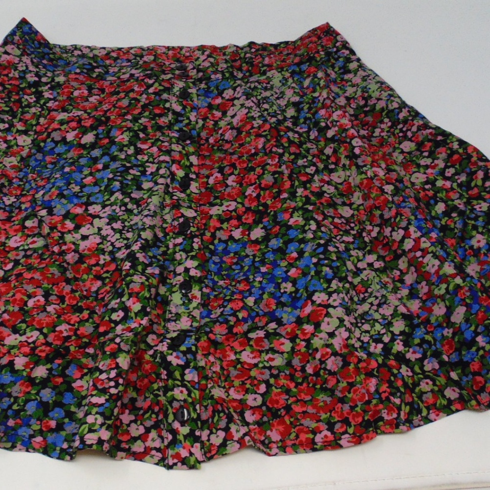 UO Floral Mini Button Front Skirt